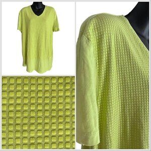 VTG 90s CK1 V-Neck Short Sleeve Shirt Raised Mini Square Front Green Men’s L